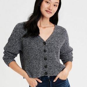 American Eagle | Cropped Cardigan | Grey | Medium